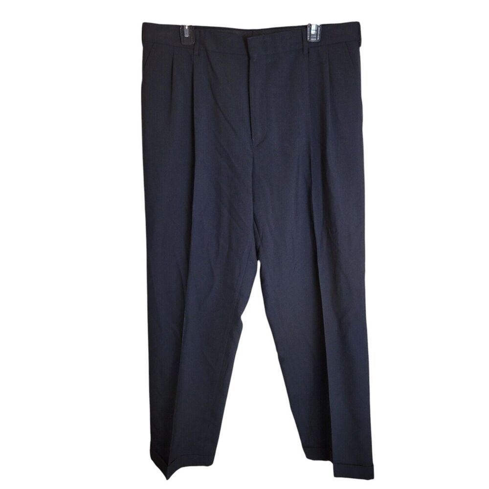 Lands End Mens Size 36 Black Solid Wool Dress Pants